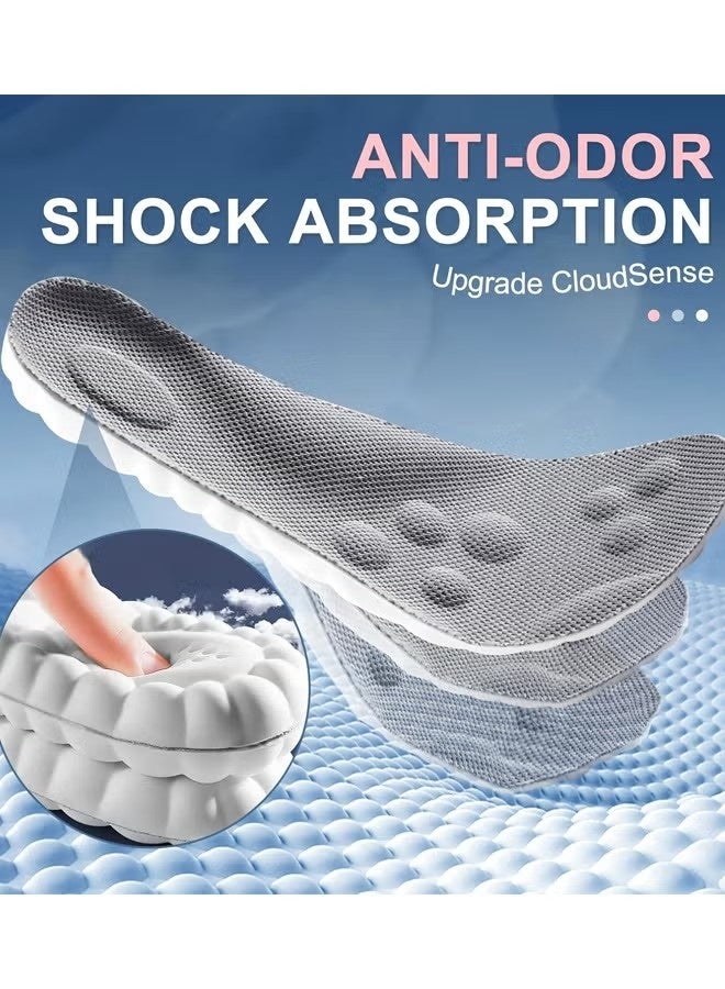 نعال داخلية من إسفنج الذاكرة السحابي للرجال والنساء - نعال داخلية مريحة وناعمة رباعية الأبعاد مع دعم لقوس القدم، وامتصاص للصدمات، وراحة للقدم طوال اليوم - Image 4